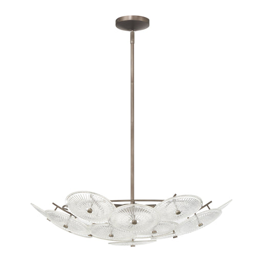 Chandelier Thesis 207308A Avril 29 inch 6 light Forged Bronze Chandelier with Clear Starburst Glass Shade THESIS