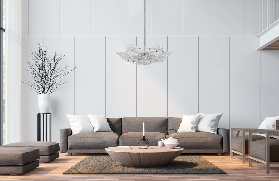 Chandelier Thesis 207308A Avril 29 inch 6 light Forged Bronze Chandelier with Clear Starburst Glass Shade THESIS