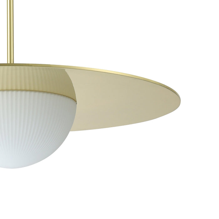 Convertible Pendant Thesis 207409A Solstice 22 inch Polished Brass 5CCT LED Convertible Pendant with Opal Ribbed Glass Shade THESIS