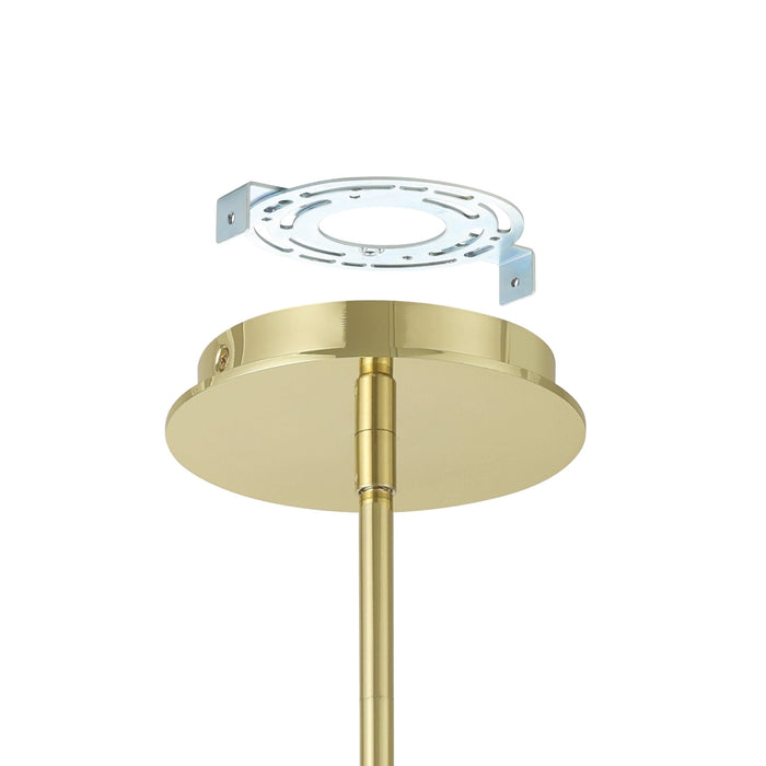 Convertible Pendant Thesis 207409A Solstice 22 inch Polished Brass 5CCT LED Convertible Pendant with Opal Ribbed Glass Shade THESIS