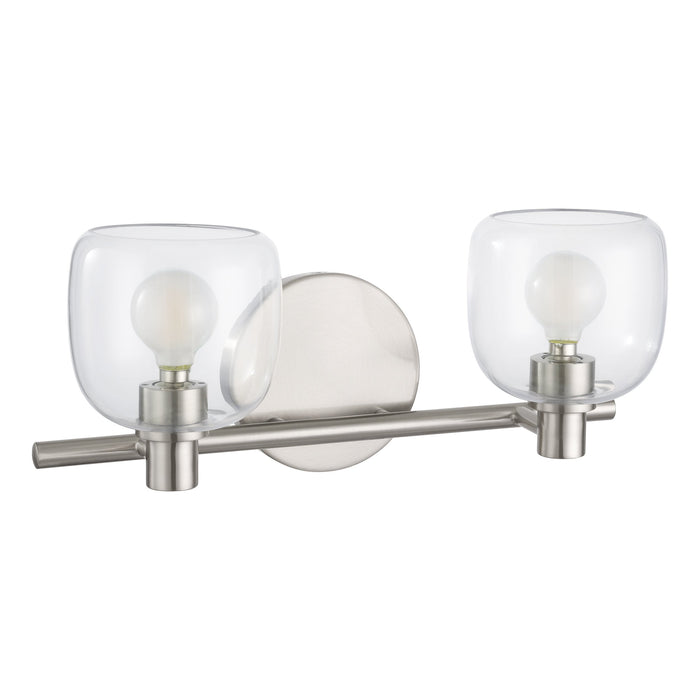 Vanity Light Thesis 207007A Valentina 15 inch 2 light Brushed Nickel Vanity Light with Clear Glass Shades THESIS