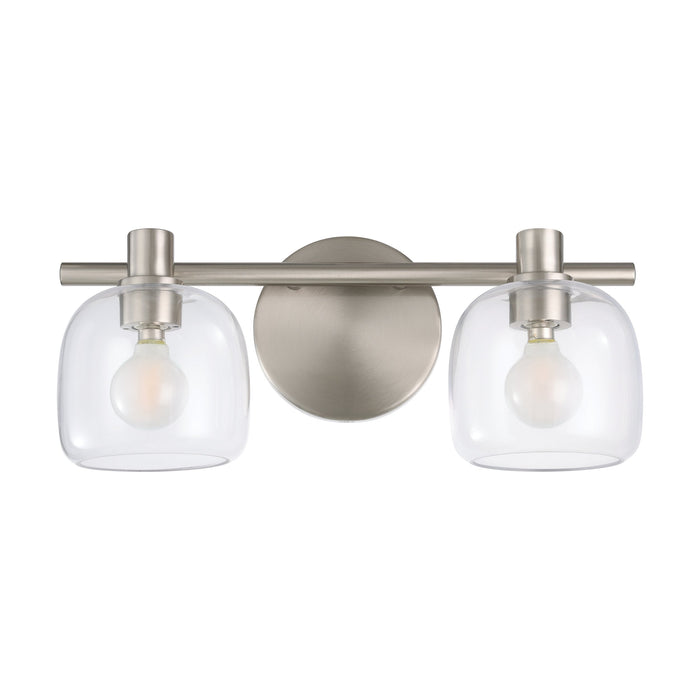 Vanity Light Thesis 207007A Valentina 15 inch 2 light Brushed Nickel Vanity Light with Clear Glass Shades THESIS