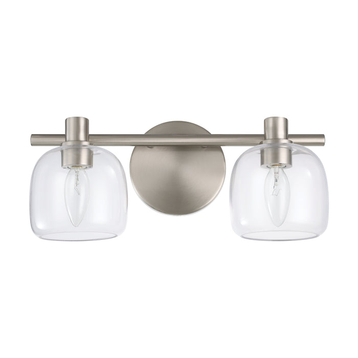 Vanity Light Thesis 207007A Valentina 15 inch 2 light Brushed Nickel Vanity Light with Clear Glass Shades THESIS