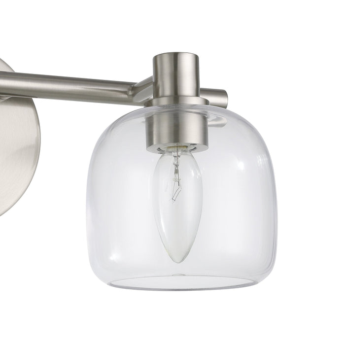 Vanity Light Thesis 207007A Valentina 15 inch 2 light Brushed Nickel Vanity Light with Clear Glass Shades THESIS