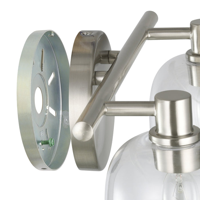 Vanity Light Thesis 207007A Valentina 15 inch 2 light Brushed Nickel Vanity Light with Clear Glass Shades THESIS