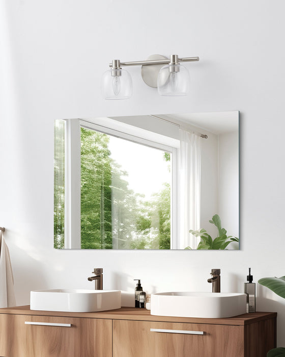 Vanity Light Thesis 207007A Valentina 15 inch 2 light Brushed Nickel Vanity Light with Clear Glass Shades THESIS