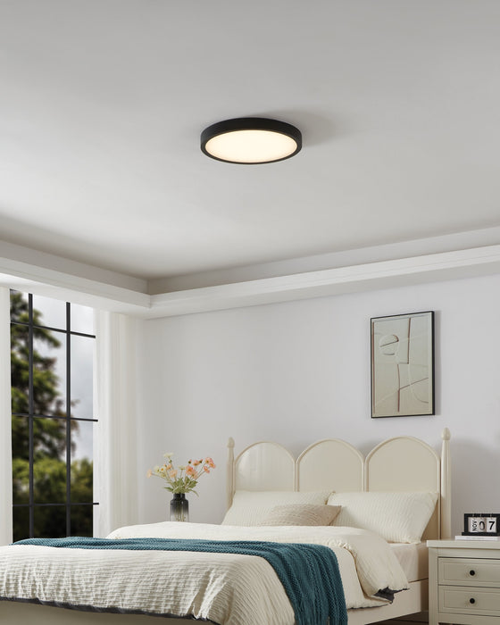 Flush Mount Thesis 207613A Argyle 16 inch Textured Black and Natural Alabaster 5CCT LED Flush Mount THESIS