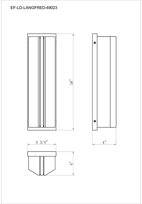 Eurofase 49023-022 Langferd 16" Matte Black LED Outdoor Wall Light