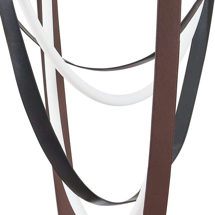 Chandelier Thesis 207276A Ayers 59 inch 3 light Champagne Gold with Black and Brown Faux Leather 5CCT LED Chandelier THESIS