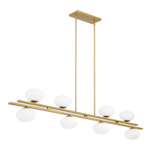 Chandelier Thesis 207378A Julep 64 inch 8 light Brushed Gold Linear Chandelier with Opal Glass Shades THESIS
