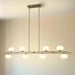 Chandelier Thesis 207378A Julep 64 inch 8 light Brushed Gold Linear Chandelier with Opal Glass Shades THESIS