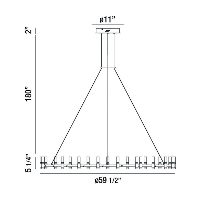 Eurofase 37045-012 Albany 60" Brass-Black Mix LED Chandelier