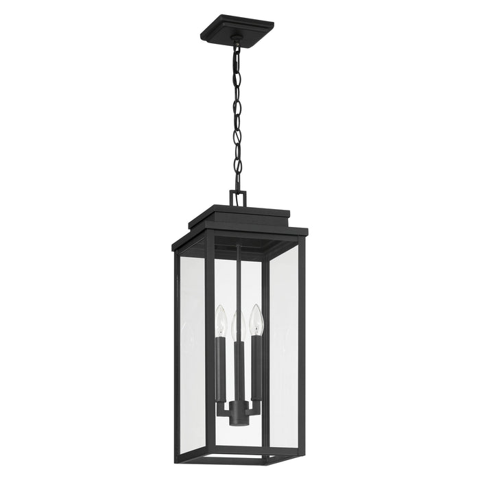 Exterior Pendant Light Thesis 207747A Hillside 9 inch 3 light Textured Black Exterior Pendant Light with Clear Glass THESIS