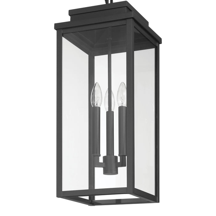 Exterior Pendant Light Thesis 207747A Hillside 9 inch 3 light Textured Black Exterior Pendant Light with Clear Glass THESIS