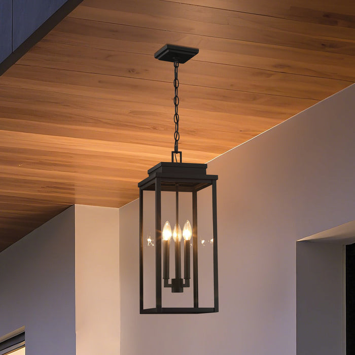 Exterior Pendant Light Thesis 207747A Hillside 9 inch 3 light Textured Black Exterior Pendant Light with Clear Glass THESIS