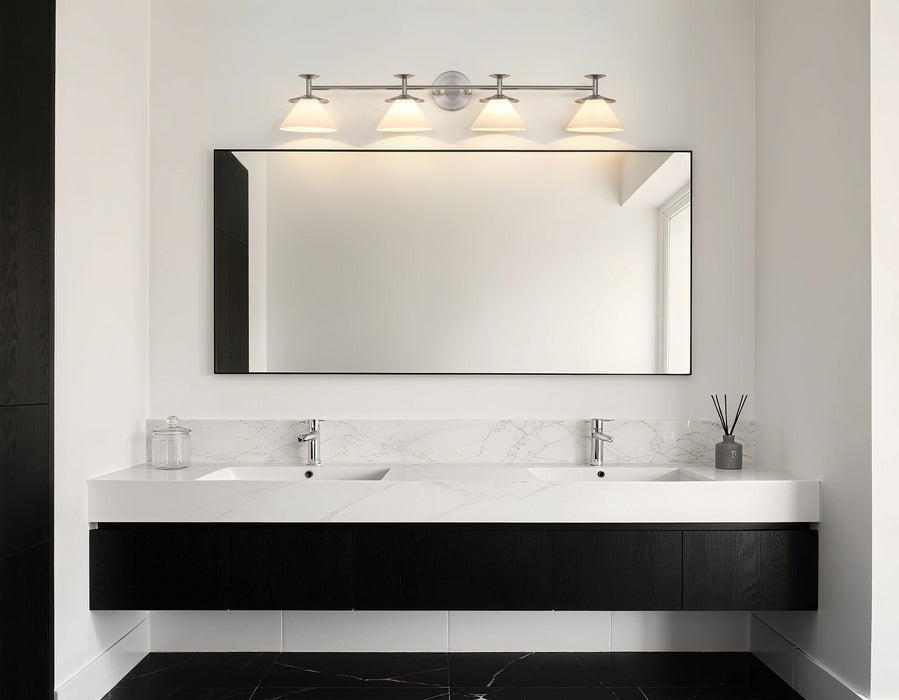 Vanity Light Thesis 207331A Tremolo 42 inch 4 light Brushed Nickel and Polished Nickel Vanity Light with Etched Opal Glass THESIS