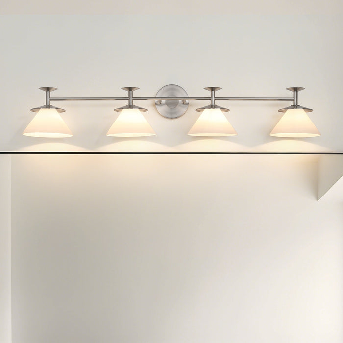 Vanity Light Thesis 207331A Tremolo 42 inch 4 light Brushed Nickel and Polished Nickel Vanity Light with Etched Opal Glass THESIS