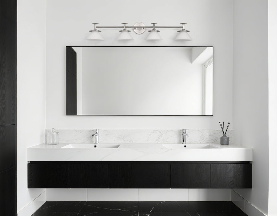 Vanity Light Thesis 207331A Tremolo 42 inch 4 light Brushed Nickel and Polished Nickel Vanity Light with Etched Opal Glass THESIS