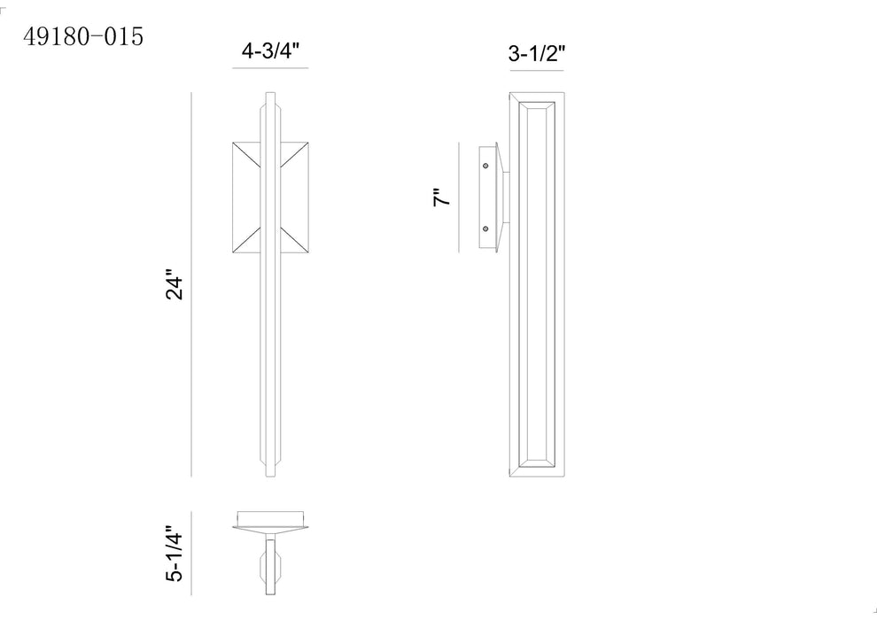 Eurofase 49180-015 Aelin 24" Matte Black LED Outdoor Wall Light