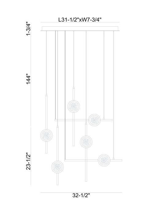 Eurofase 47255-012 Barletta 32" Anodized Gold LED Chandelier