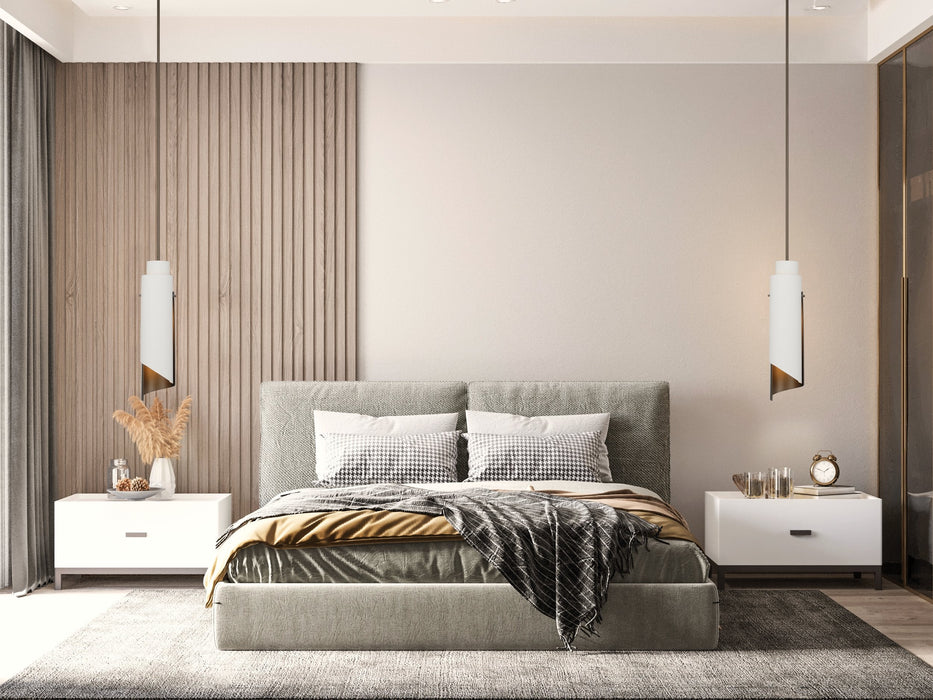 Pendant Light Thesis 207788A Enzio 6 inch 1 light Forged Bronze Pendant Light with Forged Bronze and Matte White Metal Shade THESIS