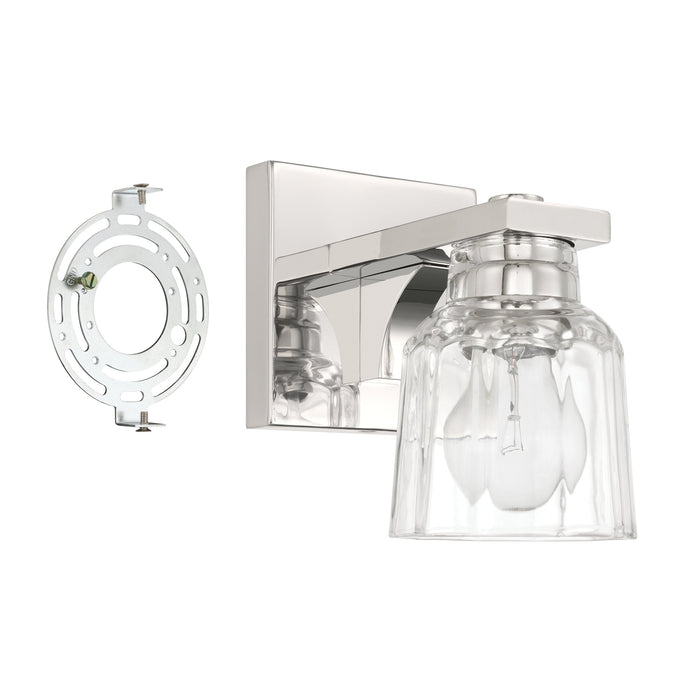 Vanity Light Thesis 207669A Dryden 5 inch 1 light Polished Nickel Vanity Light with Clear Ribbed Glass Shade THESIS