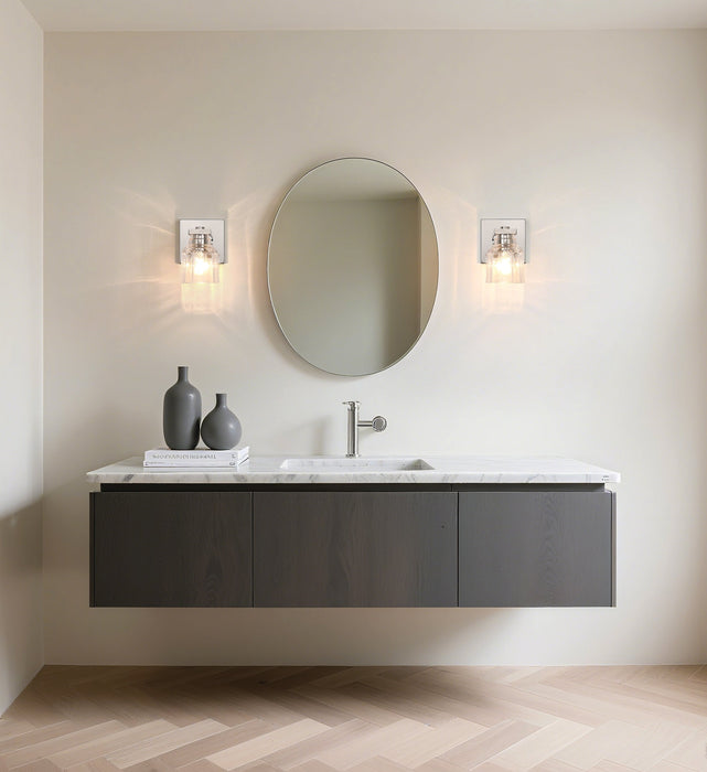 Vanity Light Thesis 207669A Dryden 5 inch 1 light Polished Nickel Vanity Light with Clear Ribbed Glass Shade THESIS