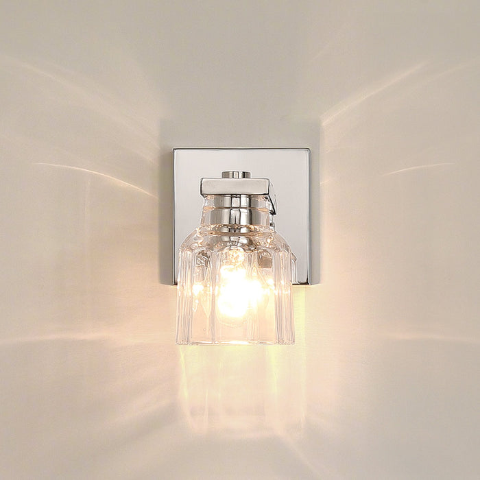 Vanity Light Thesis 207669A Dryden 5 inch 1 light Polished Nickel Vanity Light with Clear Ribbed Glass Shade THESIS