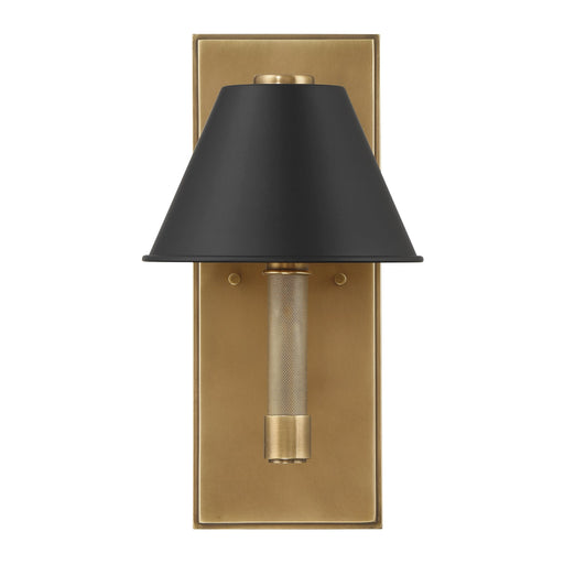 Wall Sconce Thesis 207334A Mcgill 13 inch 1 light Natural Brass Wall Sconce with Matte Black and Gold Metal Shade THESIS