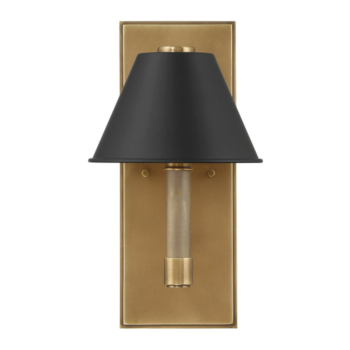 Wall Sconce Thesis 207334A Mcgill 13 inch 1 light Natural Brass Wall Sconce with Matte Black and Gold Metal Shade THESIS