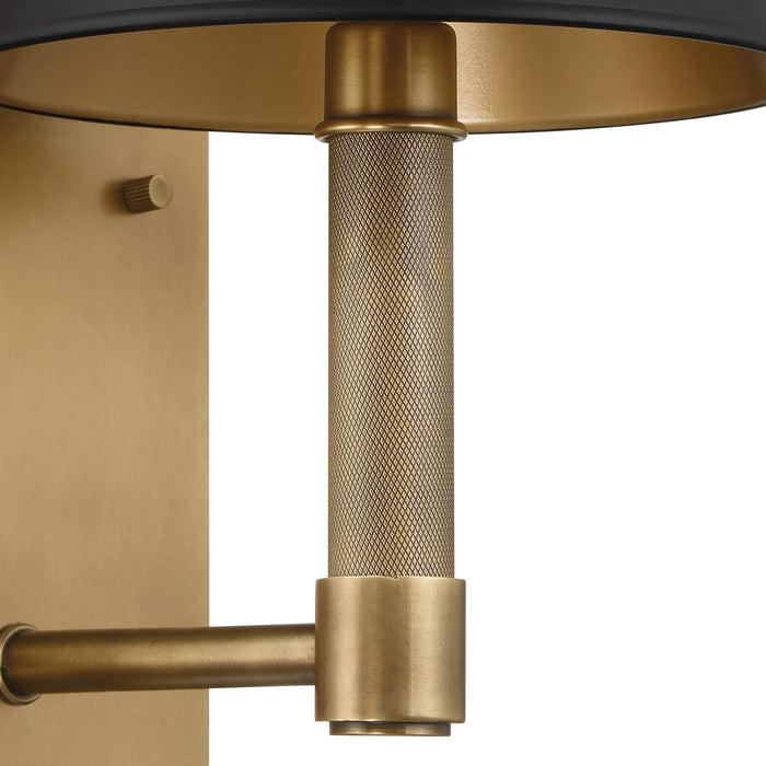 Wall Sconce Thesis 207334A Mcgill 13 inch 1 light Natural Brass Wall Sconce with Matte Black and Gold Metal Shade THESIS