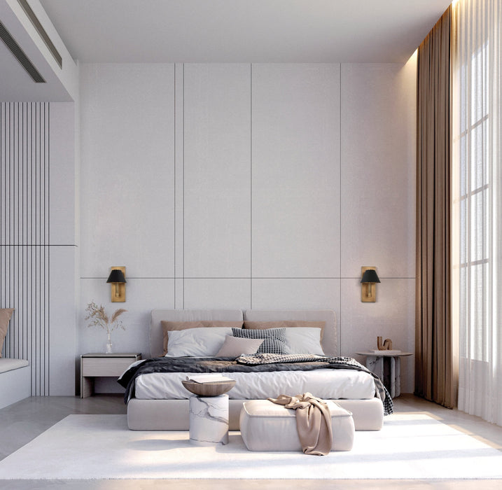 Wall Sconce Thesis 207334A Mcgill 13 inch 1 light Natural Brass Wall Sconce with Matte Black and Gold Metal Shade THESIS