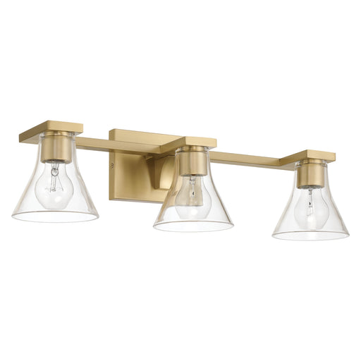 Vanity Light Thesis 207658A Gilford 24 inch 3 light Champagne Gold Vanity Light with Clear Glass Shades THESIS