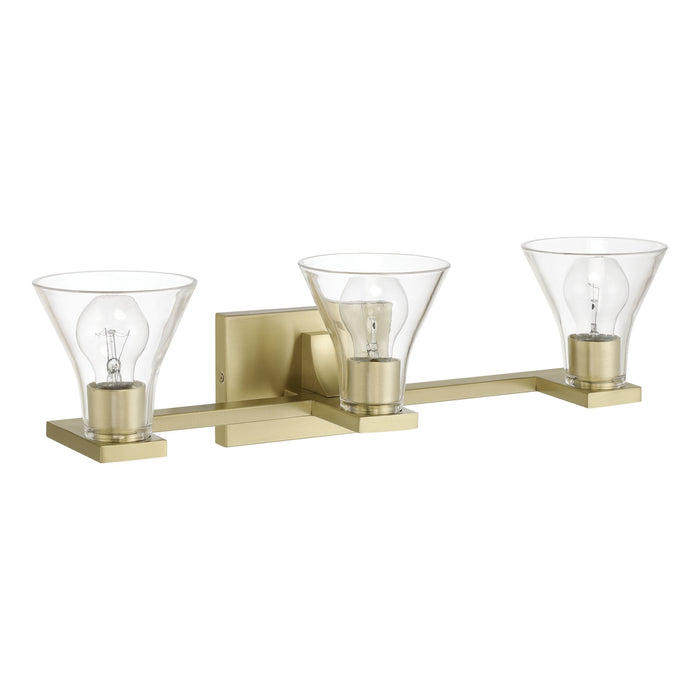 Vanity Light Thesis 207658A Gilford 24 inch 3 light Champagne Gold Vanity Light with Clear Glass Shades THESIS