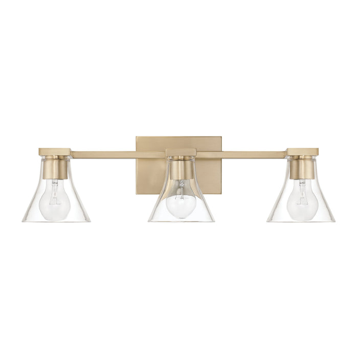 Vanity Light Thesis 207658A Gilford 24 inch 3 light Champagne Gold Vanity Light with Clear Glass Shades THESIS