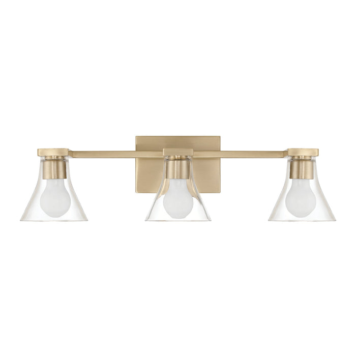 Vanity Light Thesis 207658A Gilford 24 inch 3 light Champagne Gold Vanity Light with Clear Glass Shades THESIS