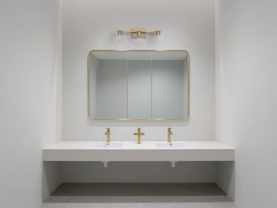 Vanity Light Thesis 207658A Gilford 24 inch 3 light Champagne Gold Vanity Light with Clear Glass Shades THESIS