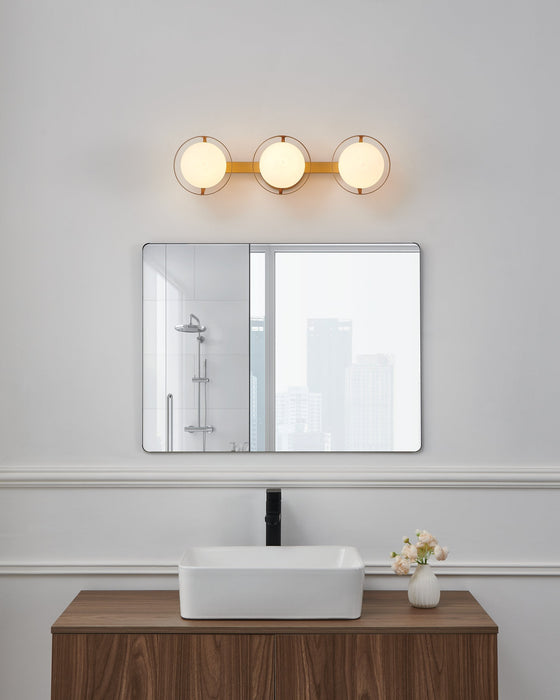 Vanity Light Thesis 206974A Parker 24 inch 3 light Champagne Gold Vanity Light with Etched Opal Glass Shades THESIS