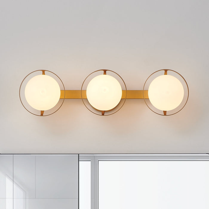 Vanity Light Thesis 206974A Parker 24 inch 3 light Champagne Gold Vanity Light with Etched Opal Glass Shades THESIS