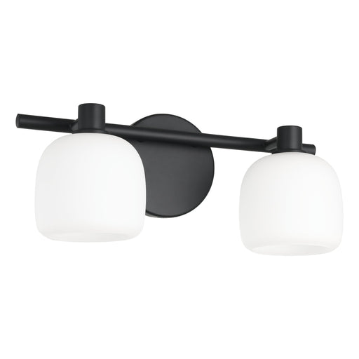 Vanity Light Thesis 207004A Valentina 15 inch 2 light Matte Black Vanity Light with Etched Opal Glass Shades THESIS