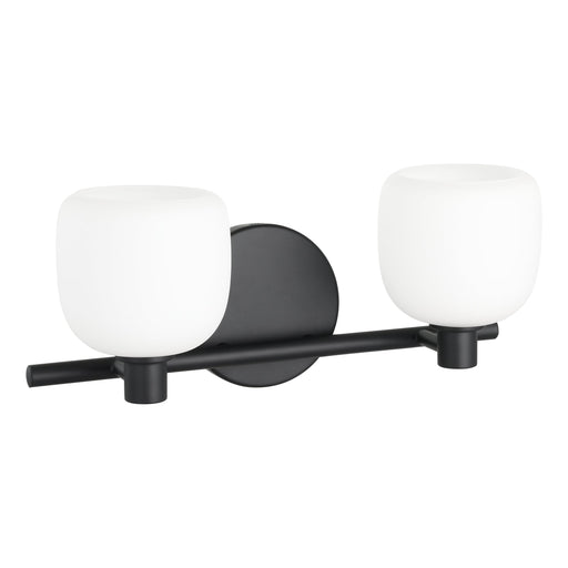 Vanity Light Thesis 207004A Valentina 15 inch 2 light Matte Black Vanity Light with Etched Opal Glass Shades THESIS