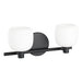 Vanity Light Thesis 207004A Valentina 15 inch 2 light Matte Black Vanity Light with Etched Opal Glass Shades THESIS