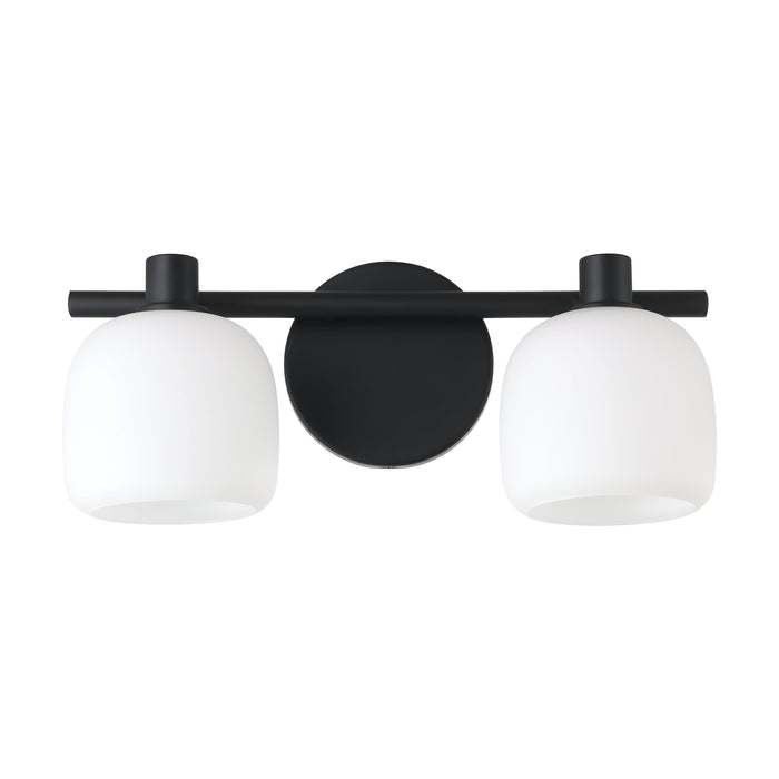 Vanity Light Thesis 207004A Valentina 15 inch 2 light Matte Black Vanity Light with Etched Opal Glass Shades THESIS