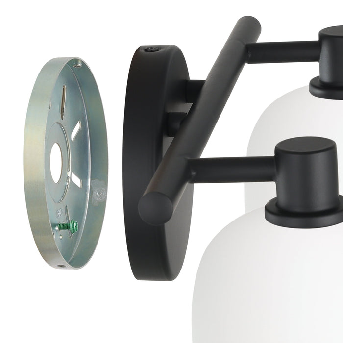 Vanity Light Thesis 207004A Valentina 15 inch 2 light Matte Black Vanity Light with Etched Opal Glass Shades THESIS