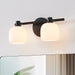 Vanity Light Thesis 207004A Valentina 15 inch 2 light Matte Black Vanity Light with Etched Opal Glass Shades THESIS
