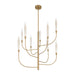 Chandelier Thesis 207267A Calle 36 inch 9 light Brass LED Chandelier with Gold Leaf Hand Pressed Glass Shades THESIS