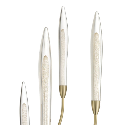 Chandelier Thesis 207267A Calle 36 inch 9 light Brass LED Chandelier with Gold Leaf Hand Pressed Glass Shades THESIS