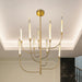 Chandelier Thesis 207267A Calle 36 inch 9 light Brass LED Chandelier with Gold Leaf Hand Pressed Glass Shades THESIS