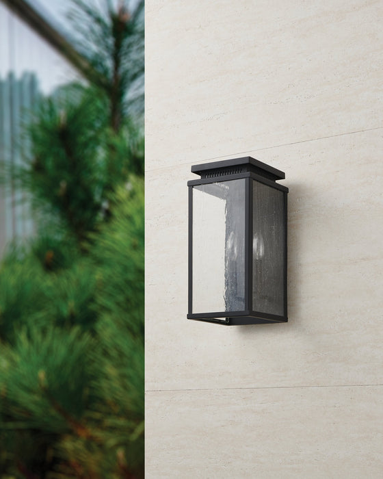 Exterior Wall Sconce Thesis 207051A Overton 14 inch 2 light Matte Black Exterior Wall Sconce with Clear Antique Glass THESIS
