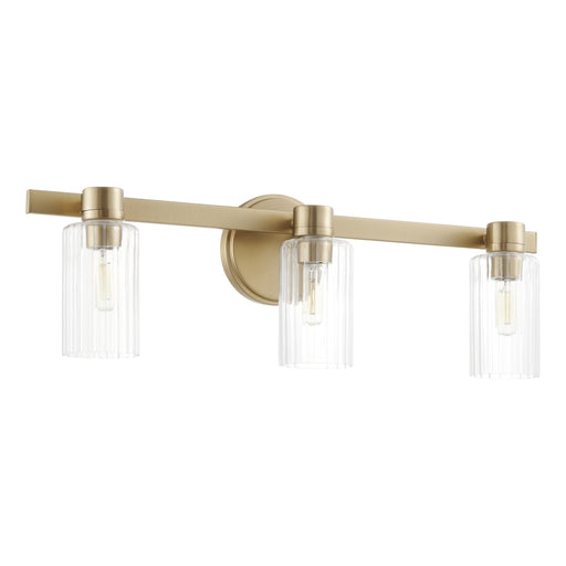 Vanity Light Thesis 207039A Bedminster 24 inch 3 light Champagne Gold Vanity Light with Clear Ribbed Glass Shades THESIS